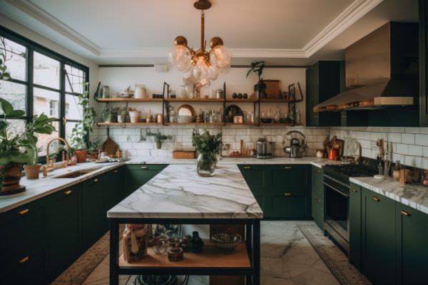 Beautiful kitchen design. Generative AI