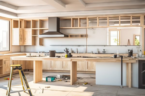 Preparing kitchen for installation of custom new features in modern home improvement